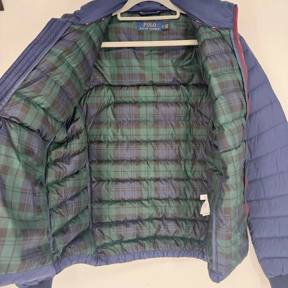 Men's Polo Ralph Lauren foldable quilted jacket navy blue,water repellent sz sp